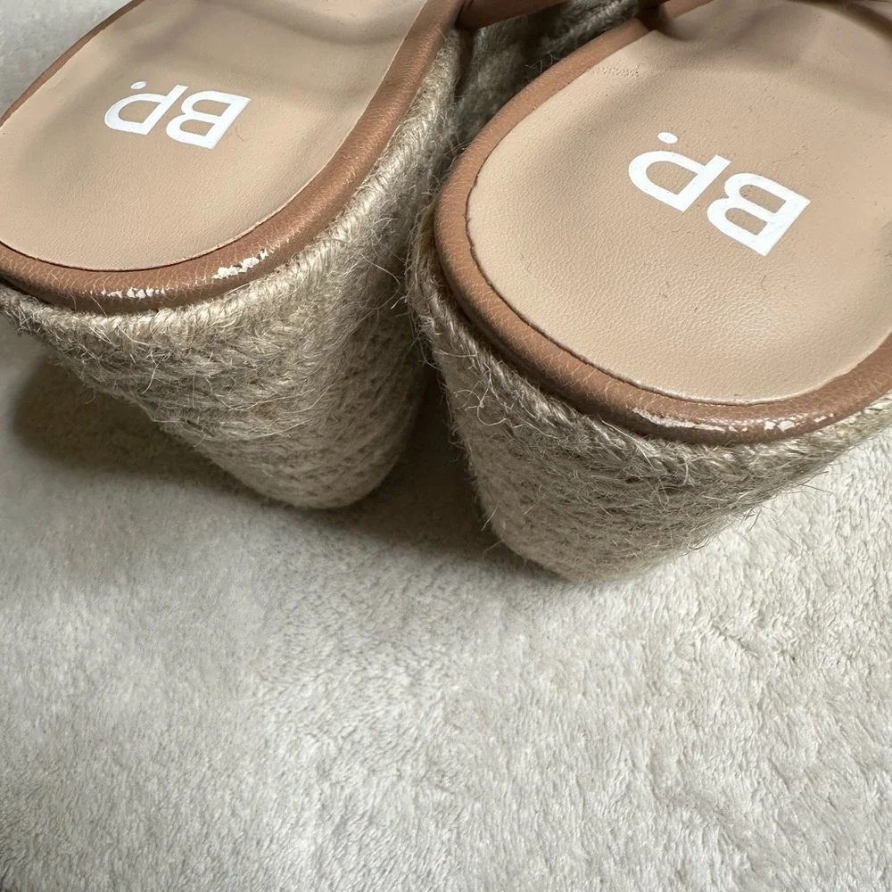 BP. Cohan Wedge‎ Espadrille Sandals Size 11 Strappy Ankle Strap Tan